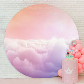 Aperturee - Nature Cloud Round Girls Baby Shower Backdrop